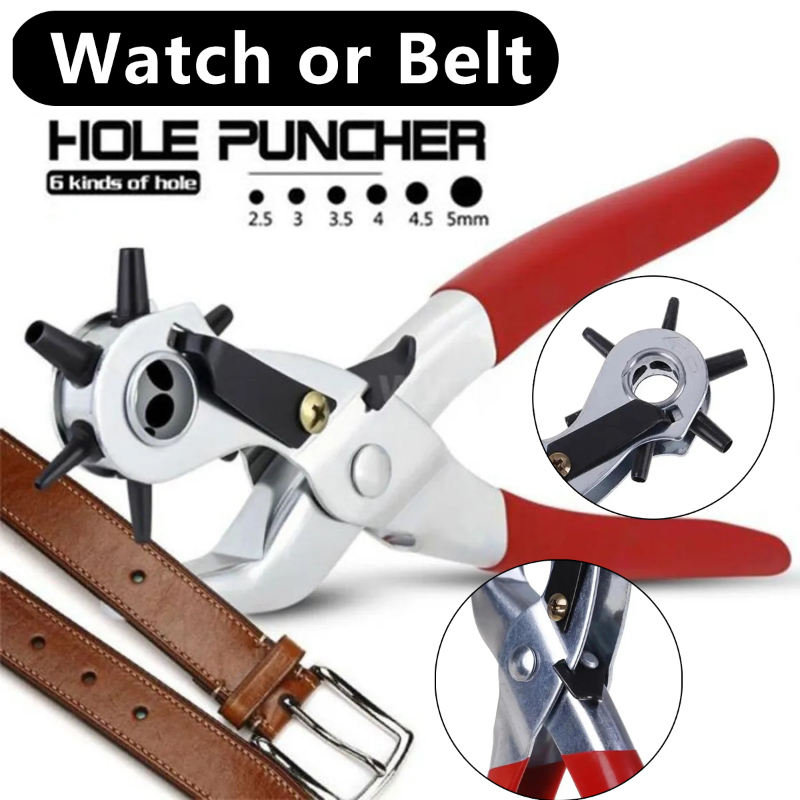 Leather Punch Revolving - Hochleistungs-Drehlochzange aus Leder, Mehrzweck-Gürtellocher für Uhrenarmbänder,
