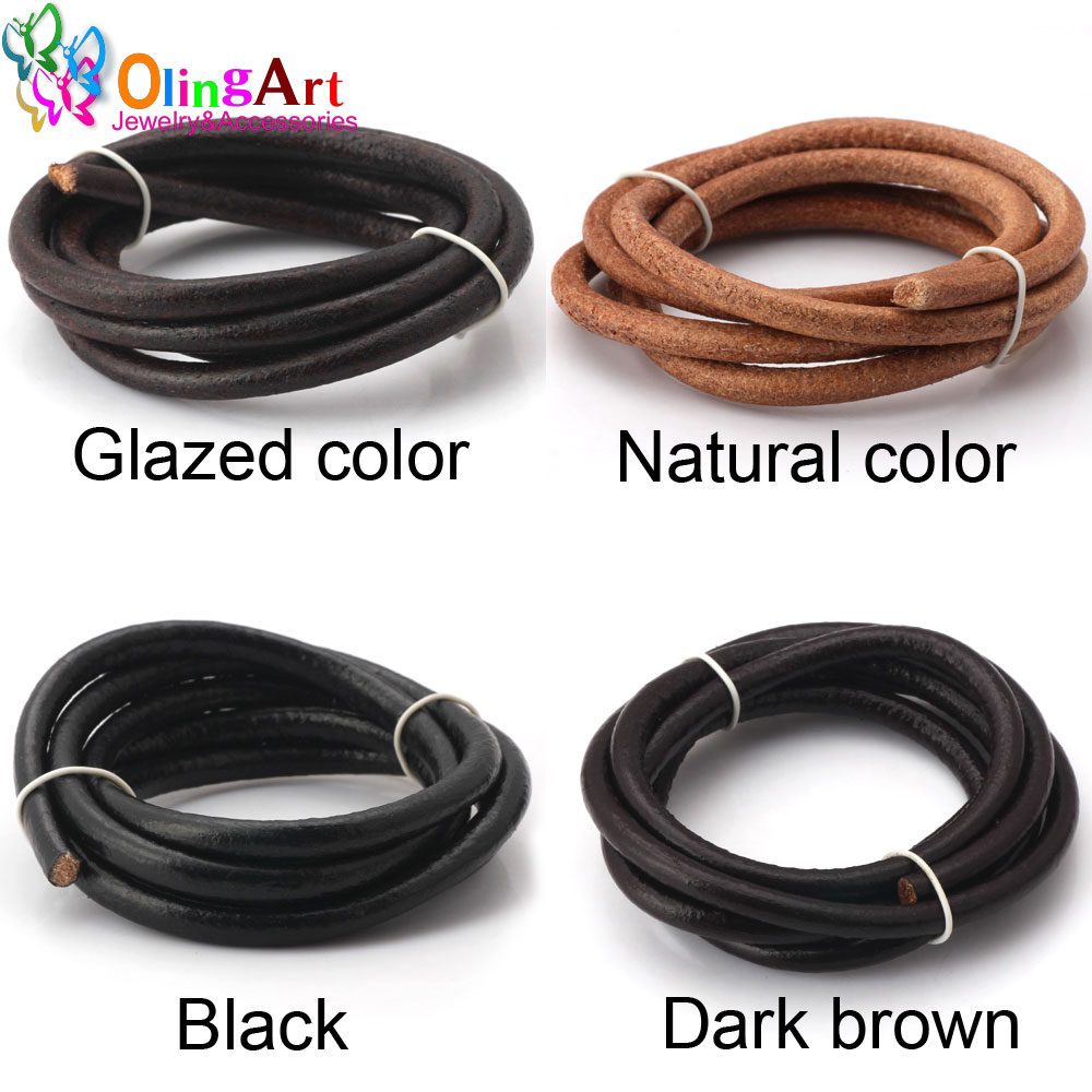 Leatherwork Diy - Olingart Durchmesser 1,5/2/3/4/5/6 mm Schwarz/Natur/Braun/Glasur Leder