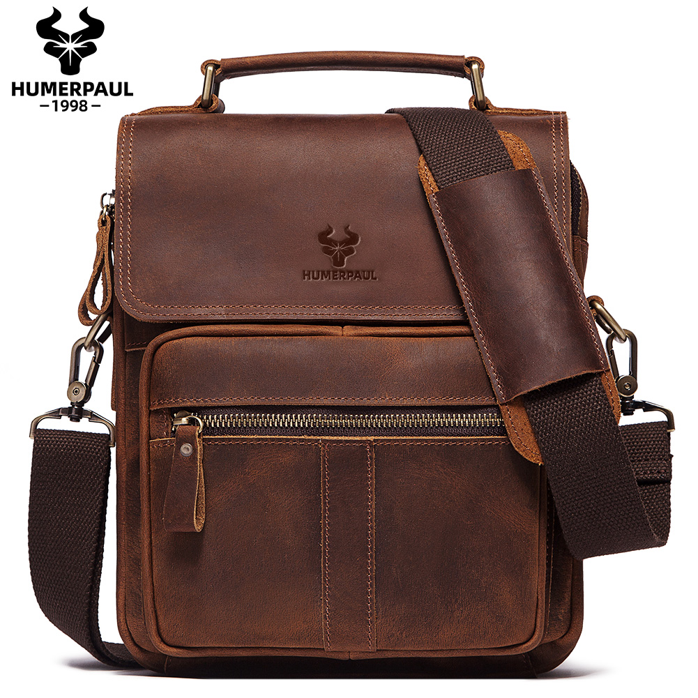 Leather Work Bag Laptop - HUMERPAUL Echtes Leder männer Schulter Tasche