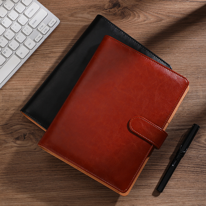 Leather Work Notepad - Business-Leder-Notizbuch mit Loseblattsystem, 6-Loch-Ringbuch, Austauschbares Tagebuch,