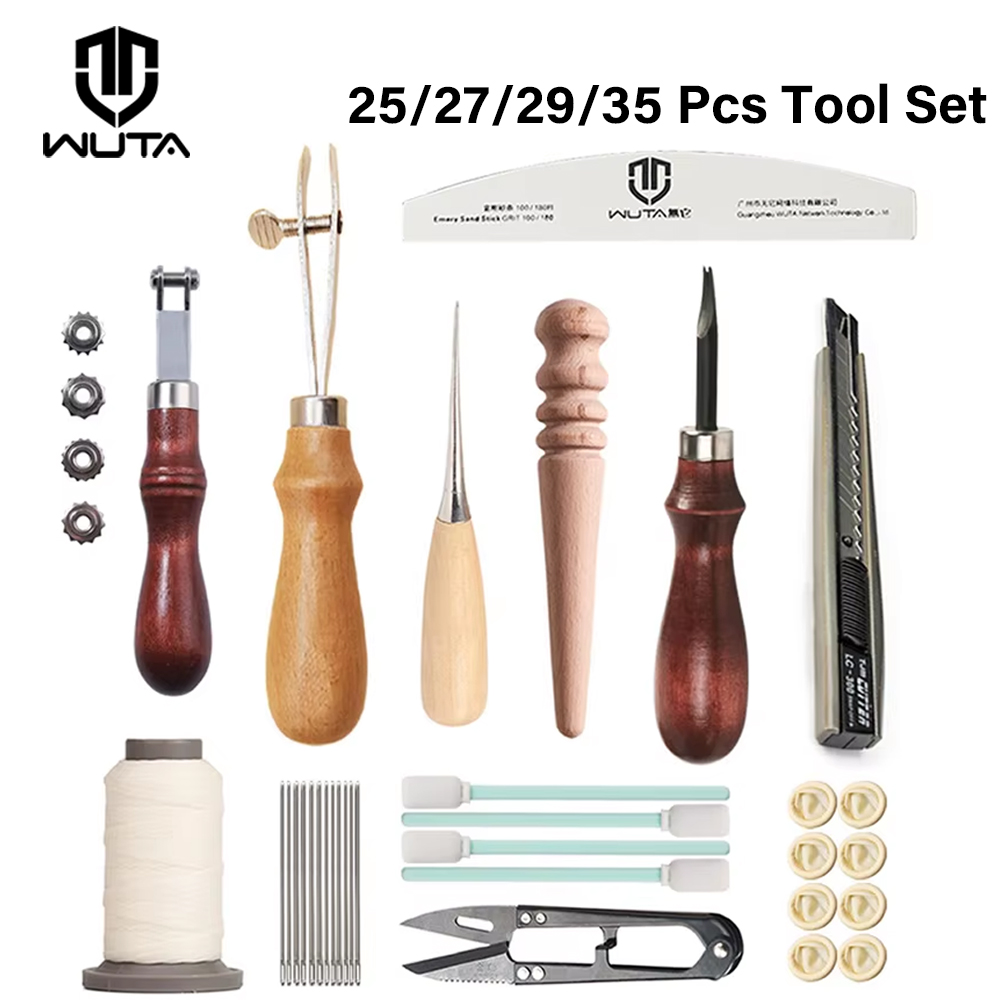 Leatherwork Punch - WUTA Professionelles Lederhandwerkswerkzeug-Set, Handnähen, Stanzarbeiten, Basisset