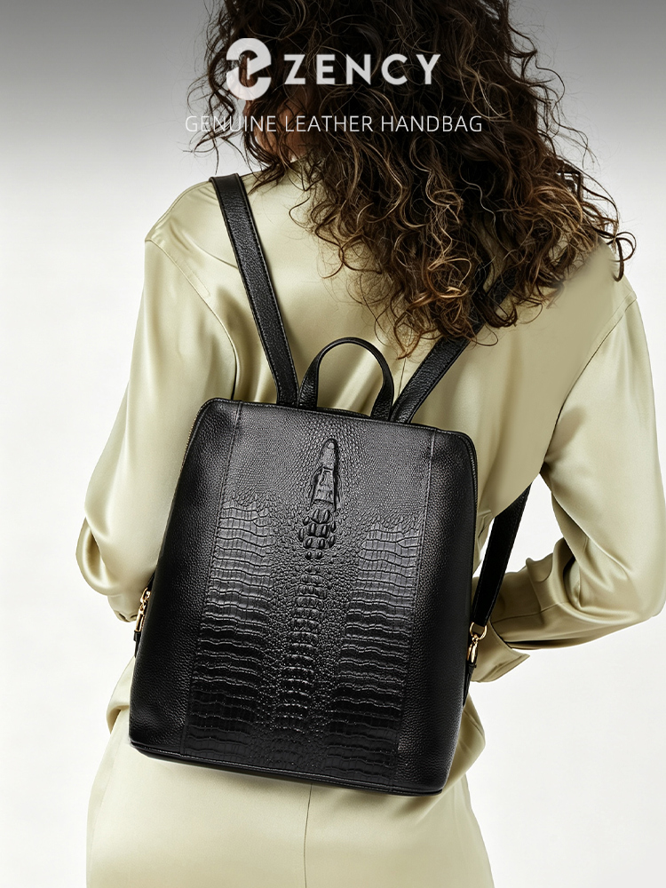 Leather Work Bag Laptop - Zency Damen-Rucksack aus Krokodilleder, 100 %